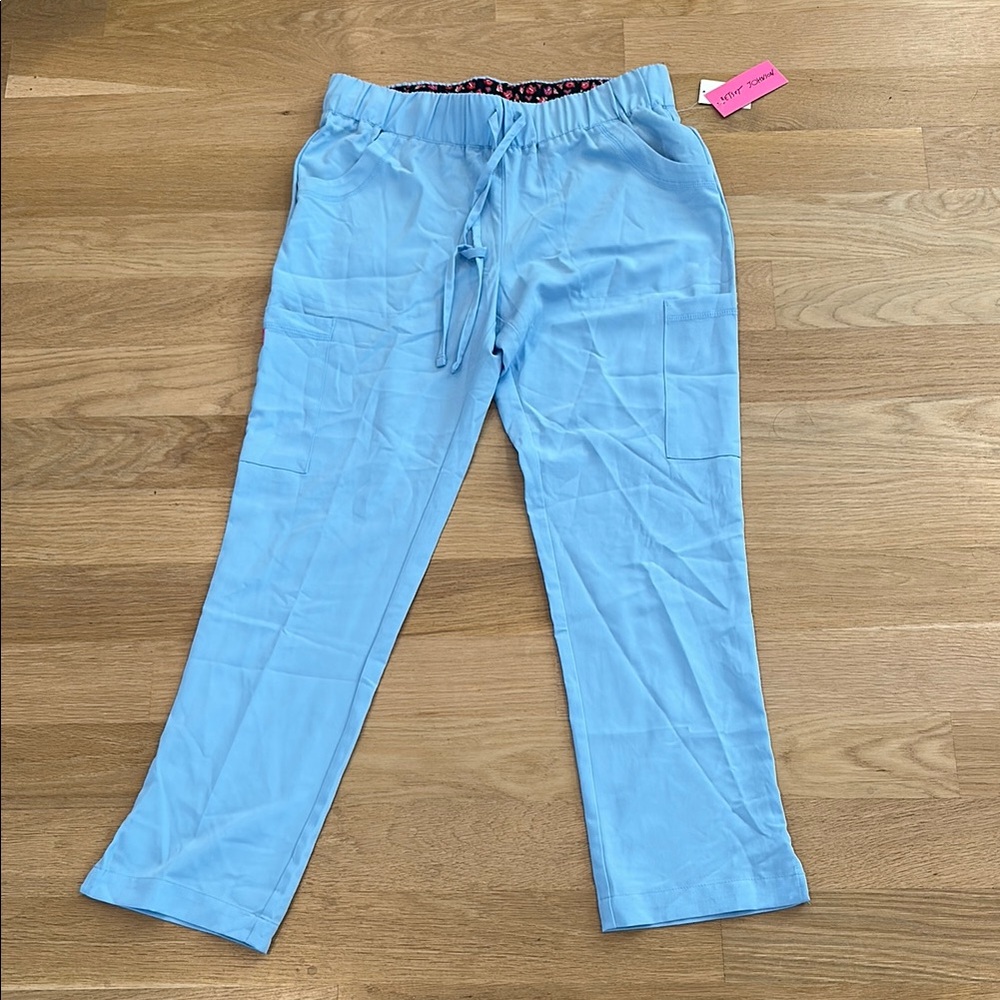 Betsey Johnson NWT Light Blue Pants with Floral Waistband